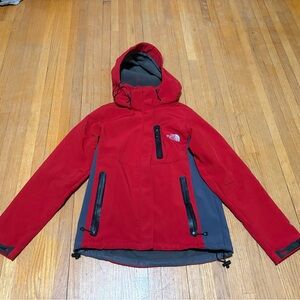 The North Face Summit Series Red and Gray Hooded Jacket